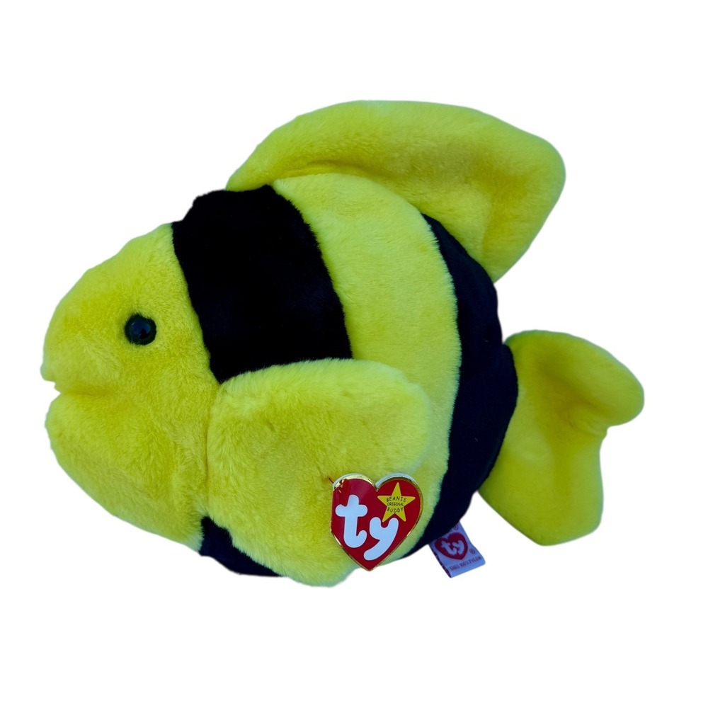 Ty Beanie Buddies Baby Bubbles Fish 10" Plush‎ Stuffed Animal Toy 1998 VTG Tags